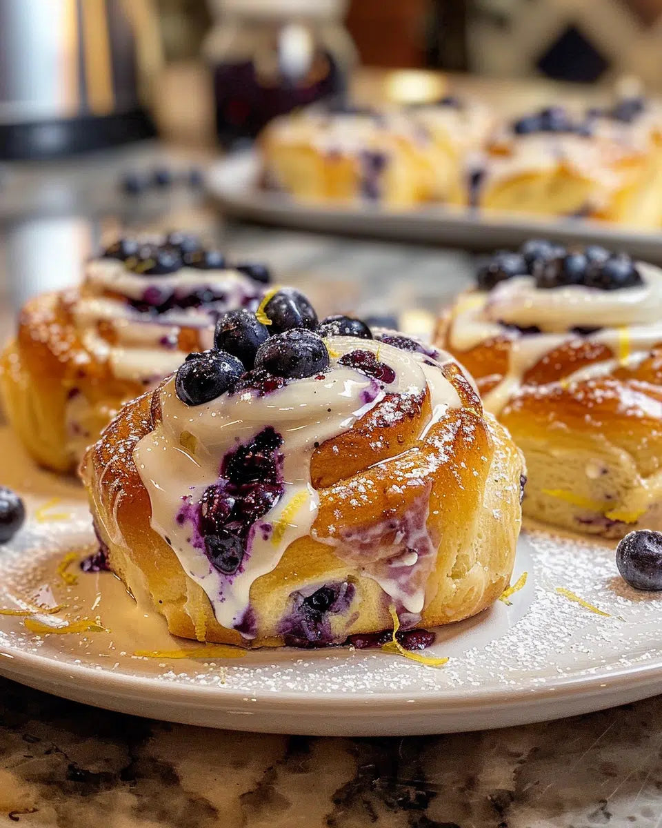 🍋 Jumbo Blueberry Lemon Sourdough Sweet Rolls 🫐