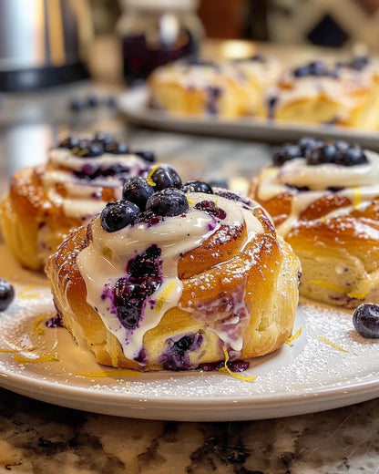 🍋 Jumbo Blueberry Lemon Sourdough Sweet Rolls 🫐