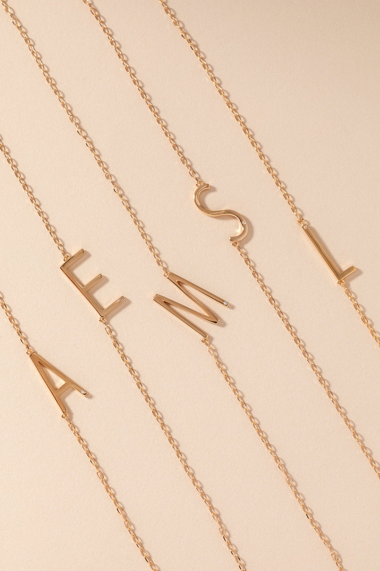 Initial E Precious Elongated Necklace