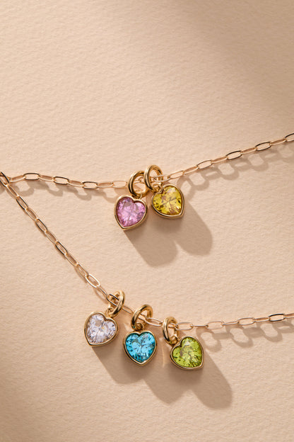 April 'Strength' Heart Birthstone Charm