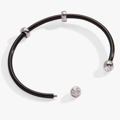 Bezel Stone Enamel Cuff, Black
