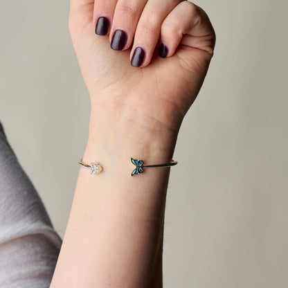 Butterfly + Crystal Flex Cuff Bracelet