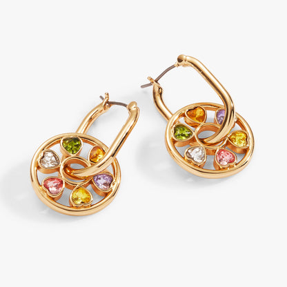 Heart Crystal Wheel Hoop Earrings