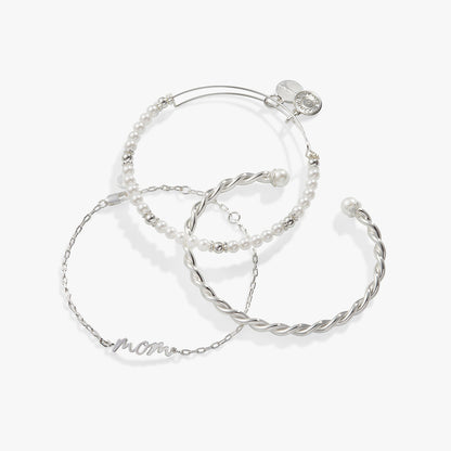 Mom Script Bracelet, Set of 3