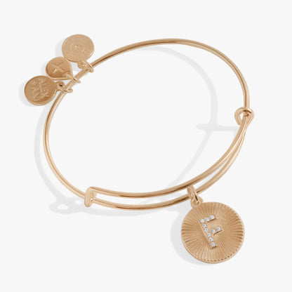 Initial F Pave Starburst Texture Bangle