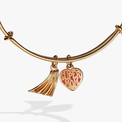 'Super Mom' Heart and Cape Charm Bangle